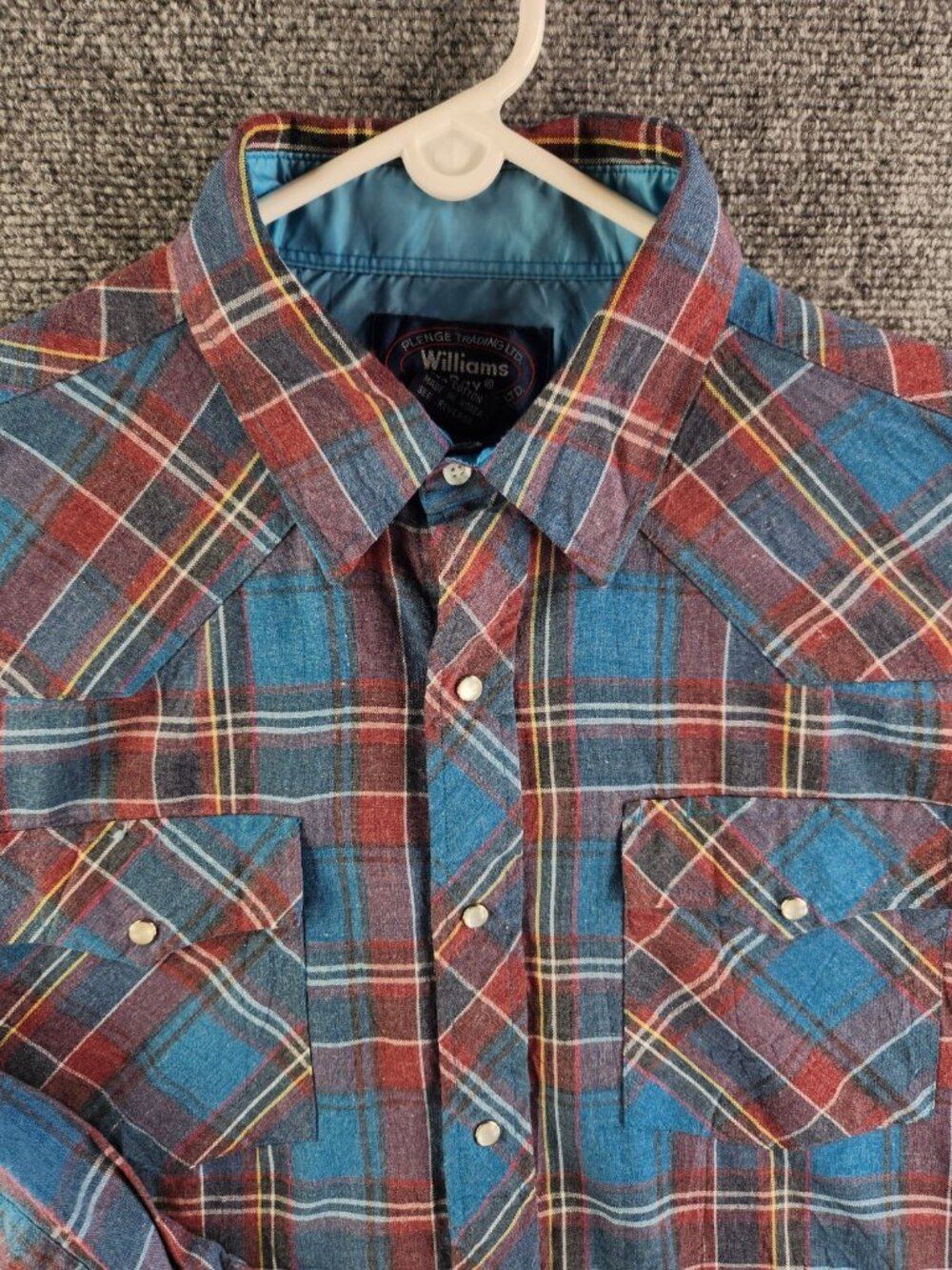 Williams Bay 18 36.5 XXL Acrylic Cotton Multicolor Plaid Long Sleeve Pearl Snap
